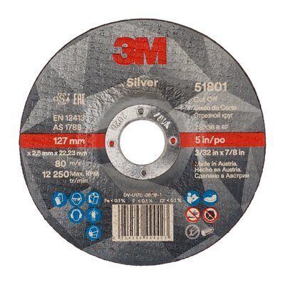 3M Silver Doorslijpschijf, T42, 125mm x 2,5mm x 22,23mm