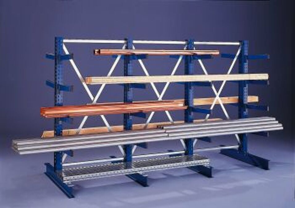 Product afbeelding Draagarmstelling AS IPE140 enkelzijdig 3000 x 1000 x 500 RAL 50 10 met 5 draagarmen per staander systeem gemiddeld