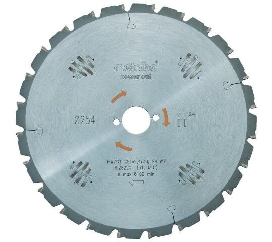 Metabo Cirkelzaagblad HW/CT 254x30 24 WZ