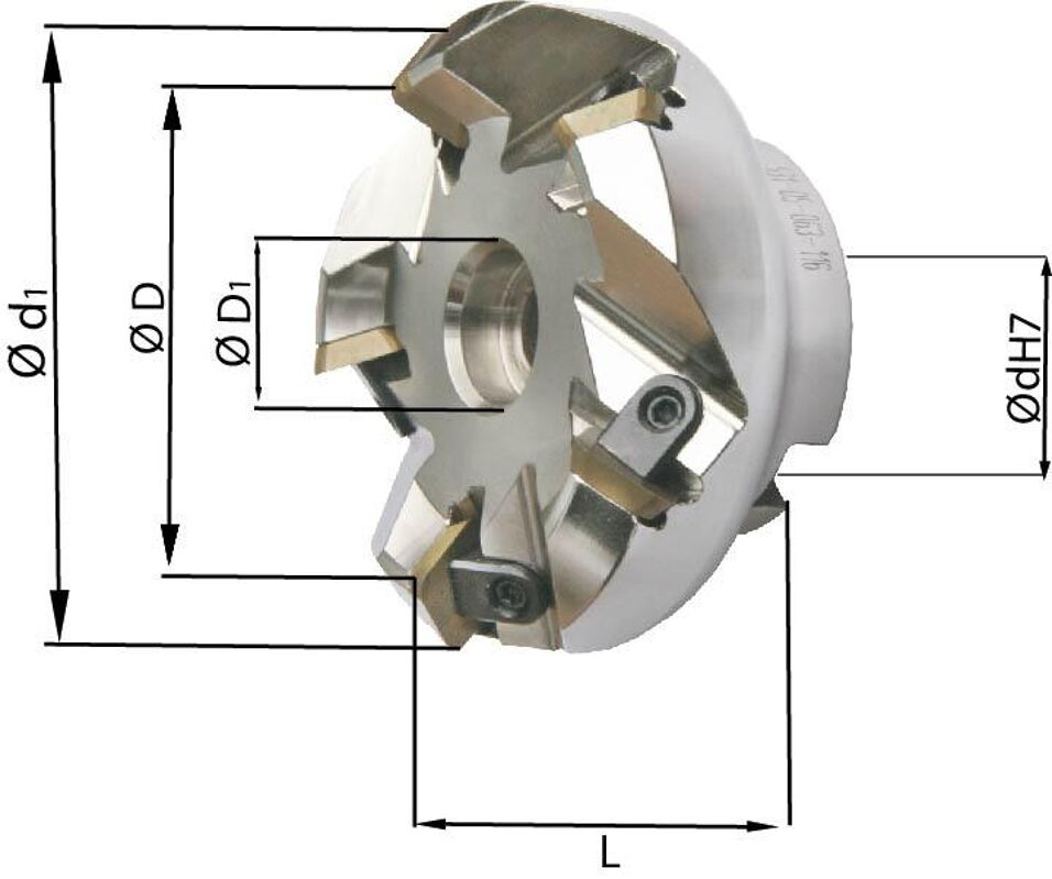 Product afbeelding Vlakfrees met IK, met klemming, 4 tanden 45gr., D 50mm