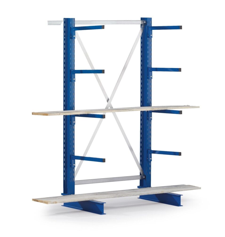 Product afbeelding Draagarmstelling AS IPE120 enkelzijdig 3000 x 1300 x 500 RAL 50 10 met 5 draagarmen per staander systeem licht