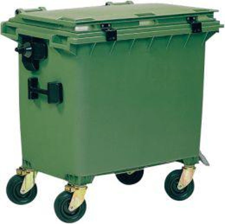 Product afbeelding Afvalcontainer 660 ltr kunstsstof vlakke deksel, groen
