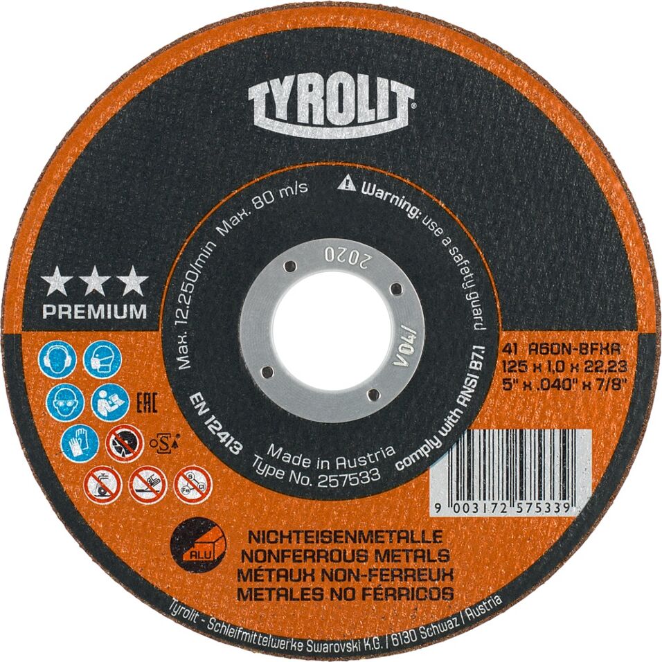 Product afbeelding Tyrolit Premium doorslijpschijf 41 125x2,5x22,23 A30N-BFXA