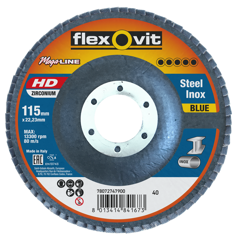 Product afbeelding Flexovit lamellenschijf  R860  180x22 k 40, konisch, blauw