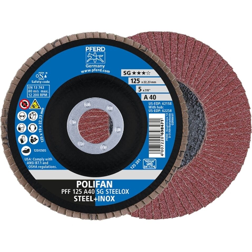 Product afbeelding Pferd POLIFAN-lamellenslijpschijf- PFF 125 A 40 SG STEELOX