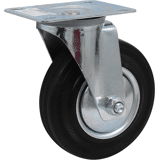 Zwenkwiel rub. zwart bev.pl. 125mm