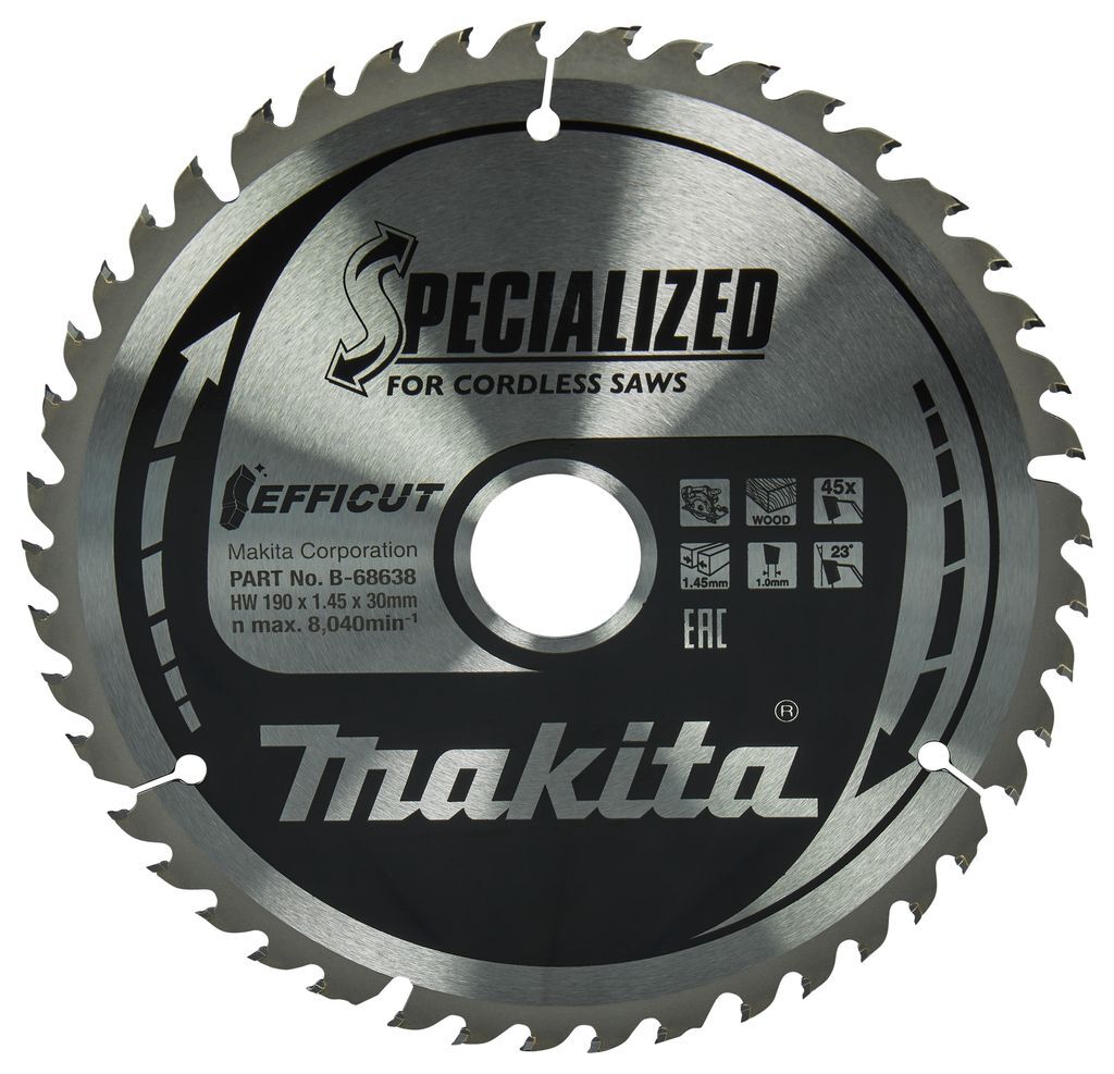 Makita cirkelzaagblad hout 190x30x1.4 45T