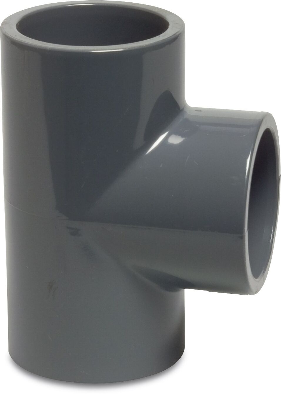 Product afbeelding T-stuk 90° PVC-U 50 mm lijmmof 16 bar grijs