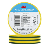 3M Temflex Vinyl isolatietape 165, Groen/Geel, 19 mm x 20 m