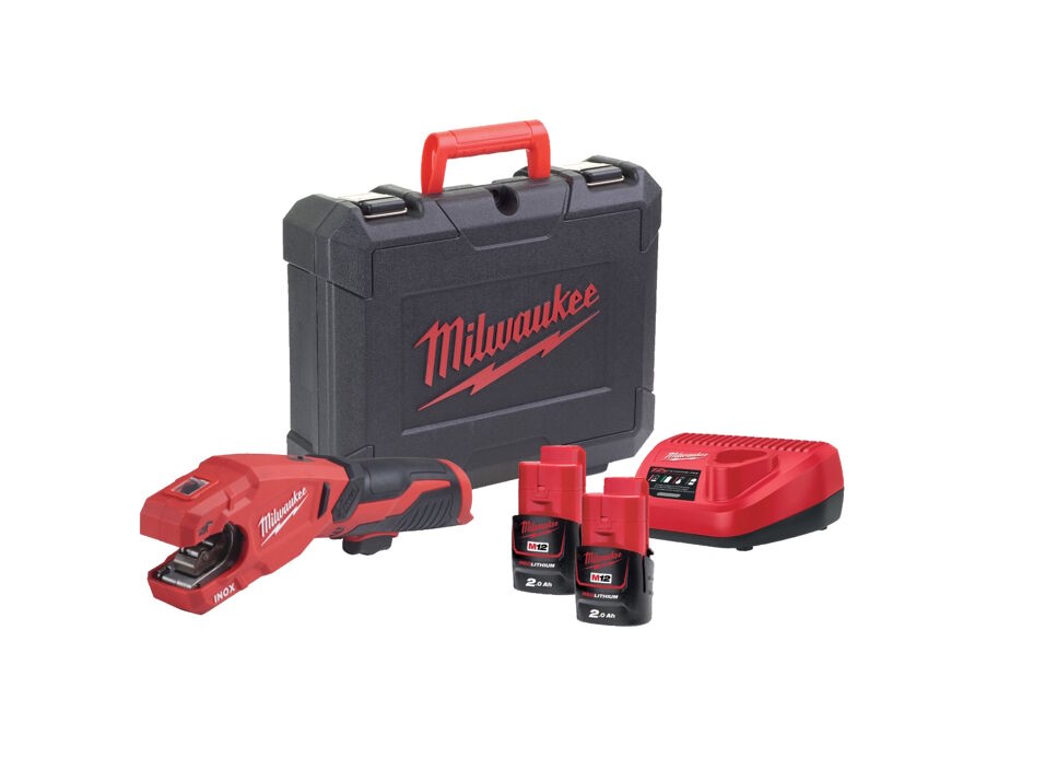 Product afbeelding Milwaukee accu pijpsnijder  M12 PCSS-202C, 12,0v 2x 2,0Ah accu(s) en lader, in koffer
