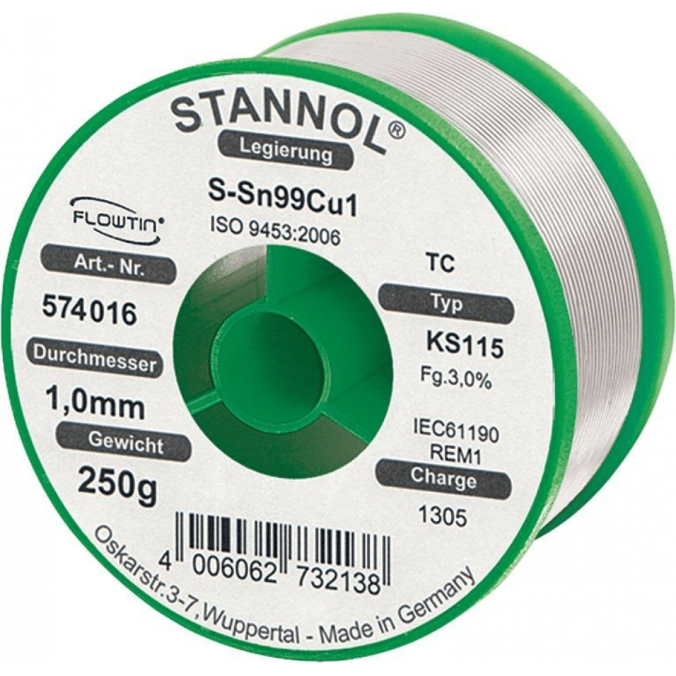 Product afbeelding Stannol soldeertin KS115 3,0% 1,0mm Flowtin 250gr