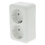Contactdoos polarwit opbouw     2-voudig