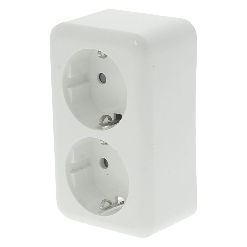 Product afbeelding Contactdoos polarwit opbouw     2-voudig