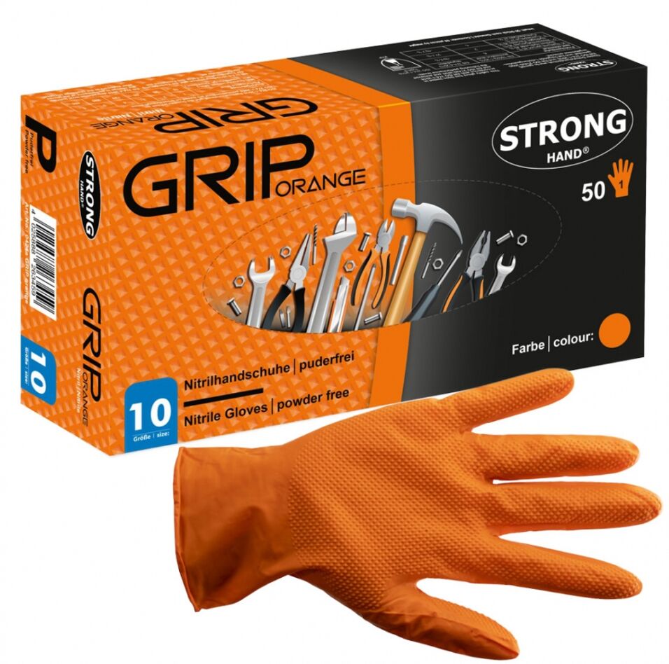 Product afbeelding Stronghand Grip nitril oranje a 50 stuks maat 10