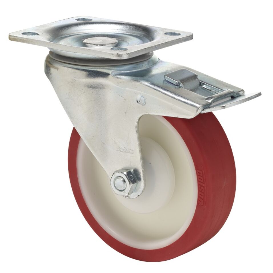 Product afbeelding Colson zwenkwiel BTPU met topplaat en rem 125 x 35mm 250kg