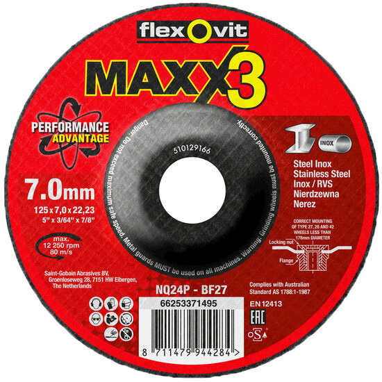 Flexovit MAXX3 afbraamschijf NQ24P 125x7mm T27