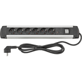 Fortis Tafelcontactdoos 6-voudig H05VV-F3G1,5 1,6m Aluminium