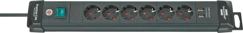 Product afbeelding Brennenstuhl Tafelcontactdoos met USB Premium Line 6-voudig 3m H05VV-F3G1,5