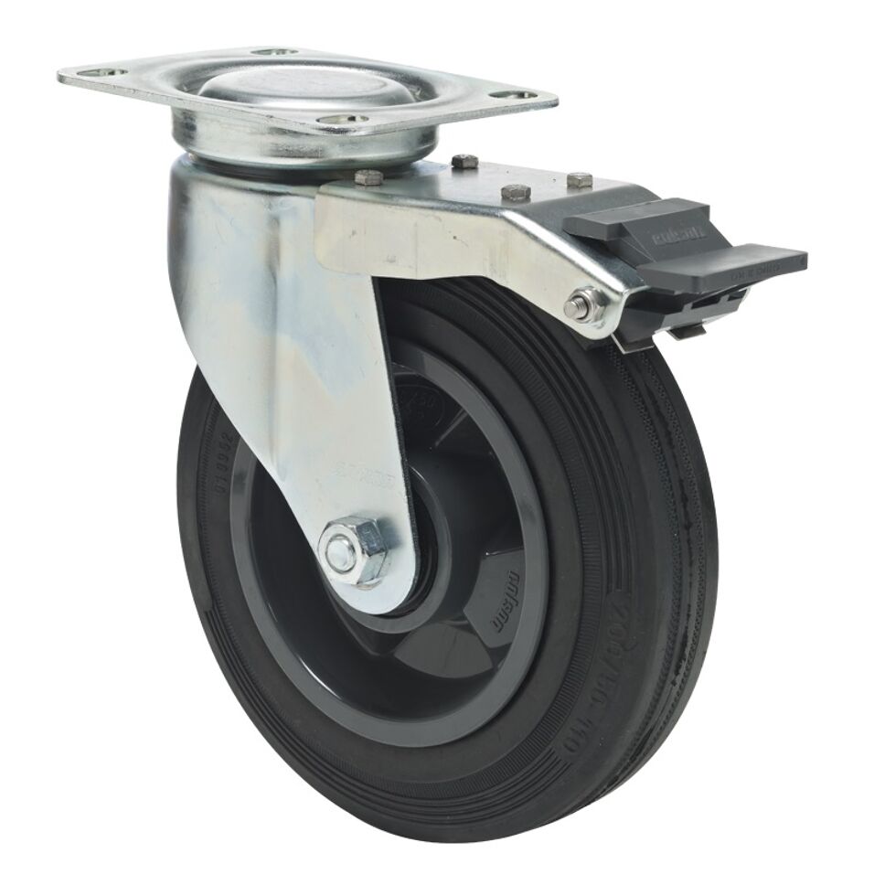 Product afbeelding Colson zwenkwiel JSPM met topplaat en rem 125 x 35mm 120kg