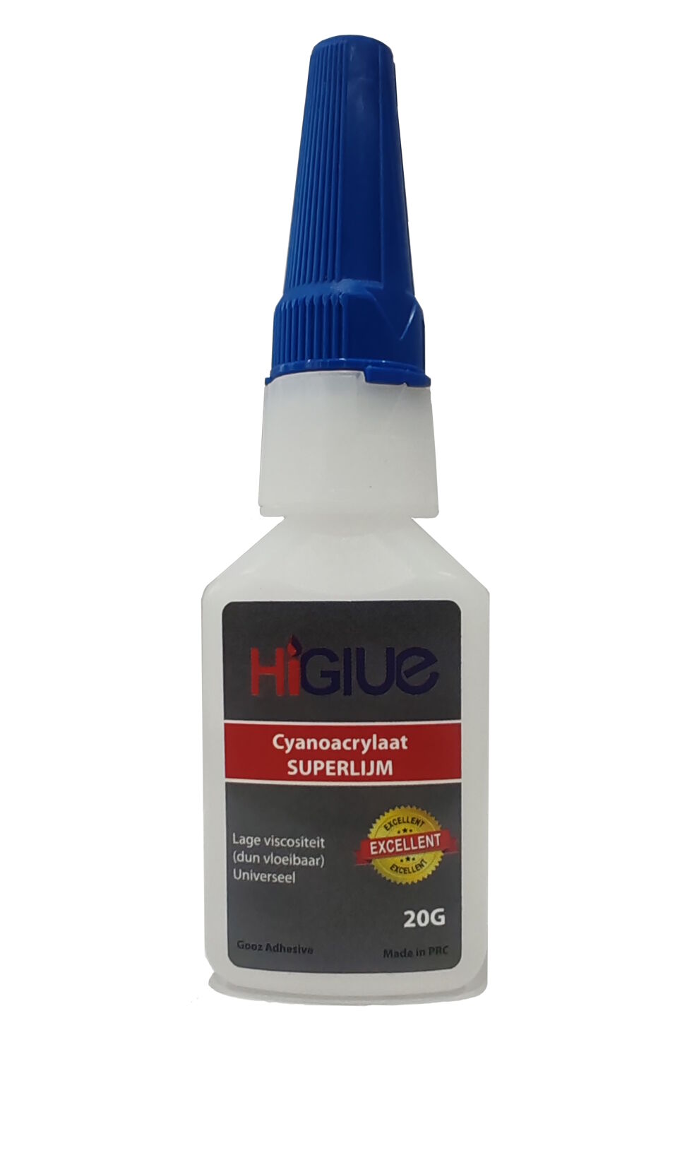 Product afbeelding HiGlue cyano acrylaat snellijm dunvloeibaar 20 gr.