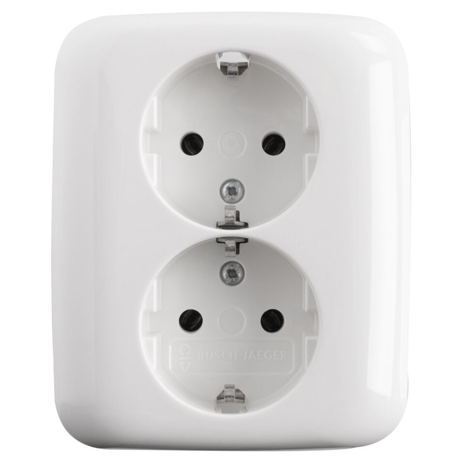 Product afbeelding Busch-Jaeger Si half inbouw contactdoos 2-voudig, polarwit