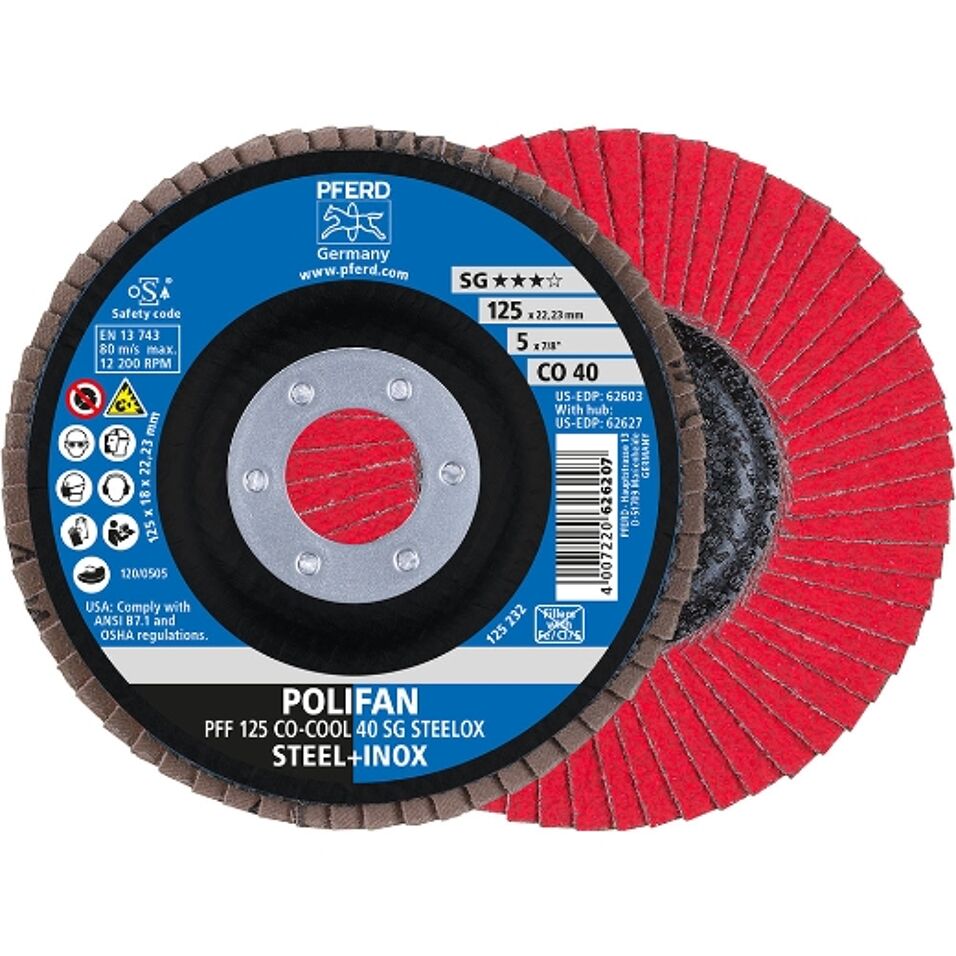 Product afbeelding Pferd POLIFAN-lamellenslijpschijf- PFF 125 CO-COOL 40 SG STEELOX