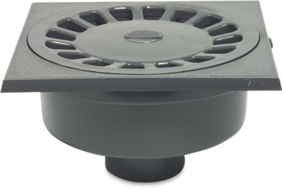 Product afbeelding Vloerput PVC-U 63/75 mm lijmmof/spie grijs onderaansluiting