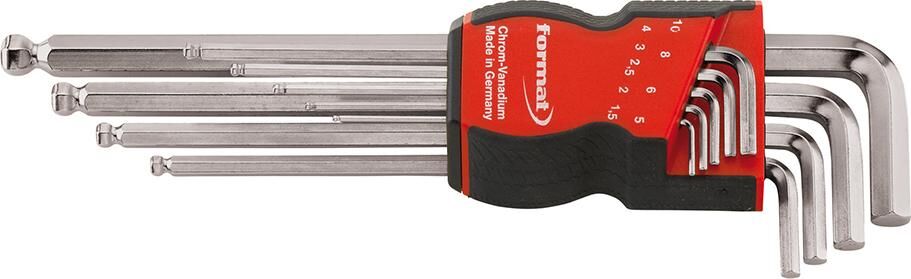 Format  haakse zeskantschroevendraaier-set met bolkop CV-staal 1,5-10mm 9-delig