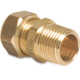 Knelkoppeling overgangsok messing 22 mm x 1" knel x buitendraad