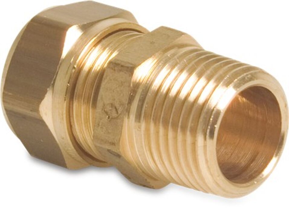 Product afbeelding Knelkoppeling overgangsok messing 22 mm x 1" knel x buitendraad