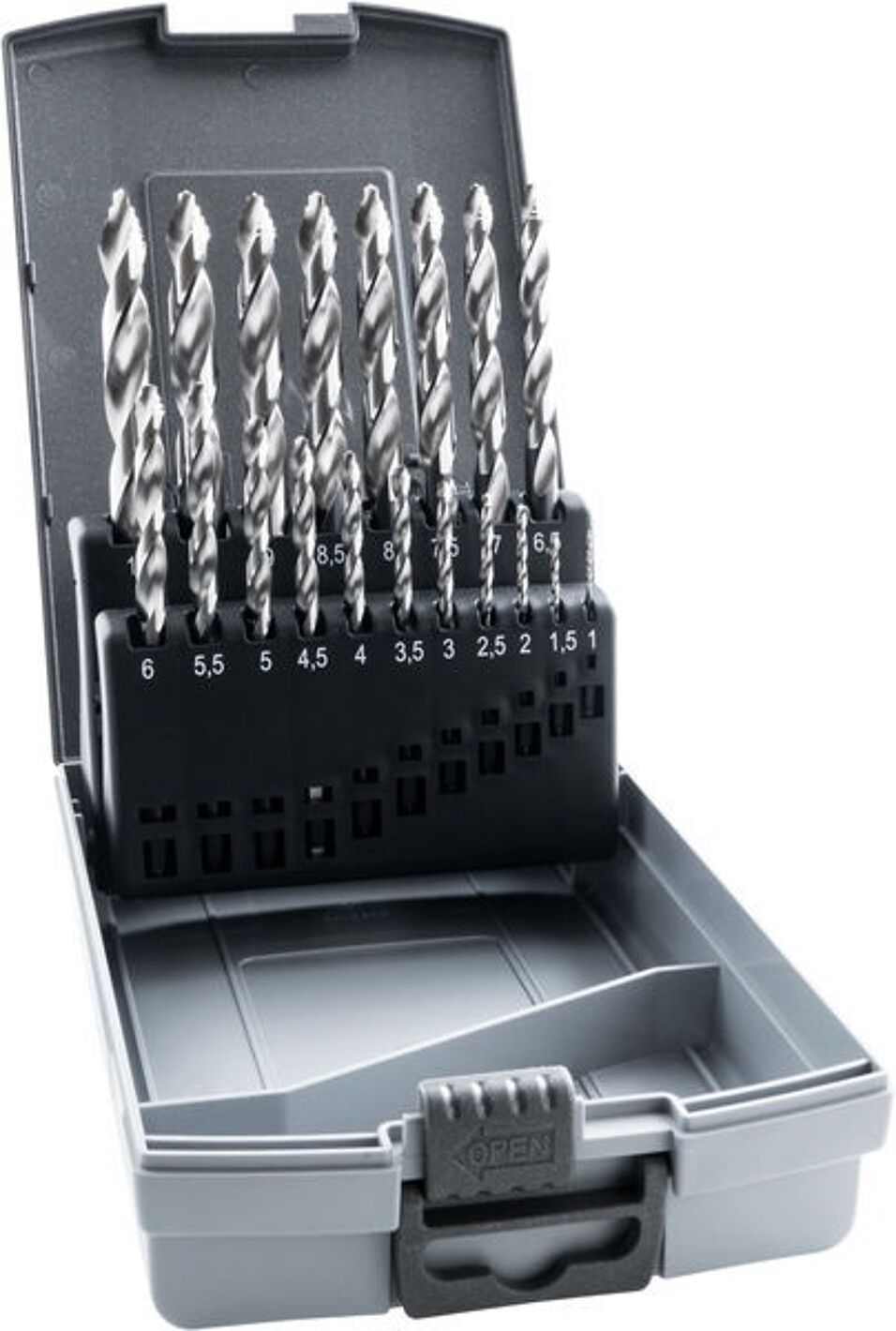 Product afbeelding Guhring StepPower borenset HSS    1-10mm, DIN 338, 3-vlak opnameschacht 0,5 oplopend in set van 19 stuks