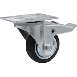 Zwenkwiel rub. zwart bev.pl. 80mm +rem