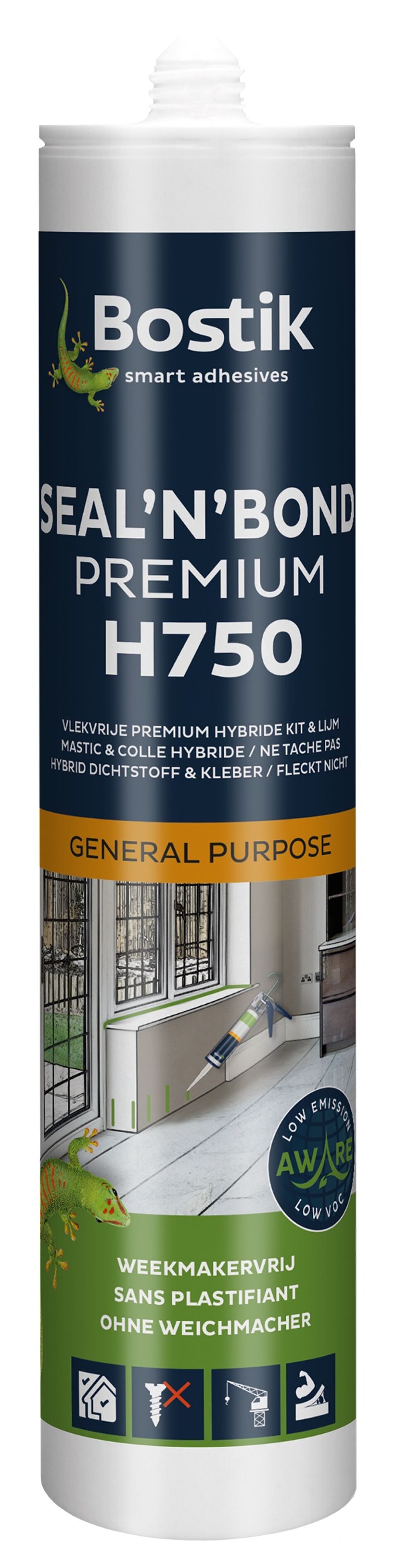 Product afbeelding Bostik hybride kit/lijm H750 grijs 290ml