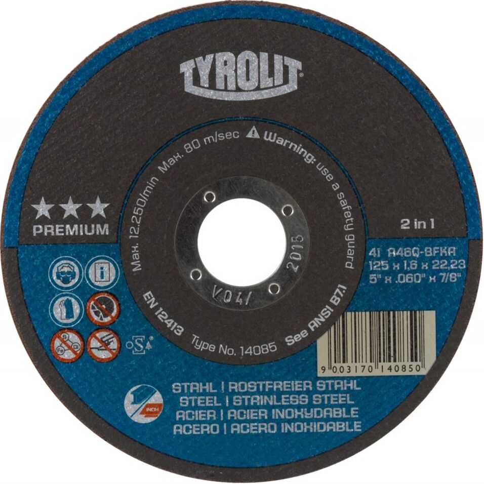 Product afbeelding Tyrolit Premium doorslijpschijf 41 125x1,6x22,23 A46Q-BFP