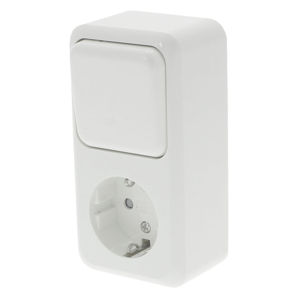 Product afbeelding Stopcontact met schakelaar polarwit opbouw