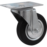 Zwenkwiel rub. zwart bev.pl. 100mm