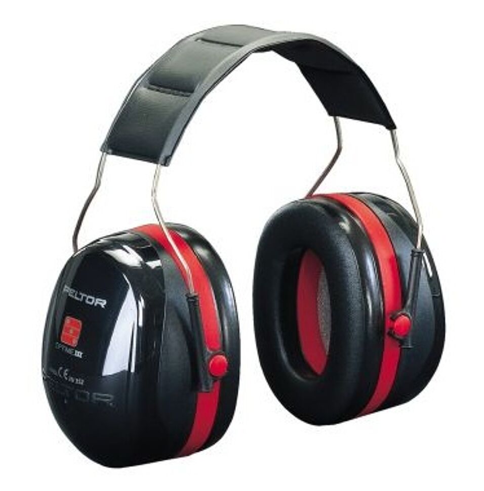 Product afbeelding 3M Peltor Optime III Gehoorkappen, zwart/rood, hoofdband, H540A-411-SV
