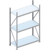 MINI-RACK stelling BS 2200 x 1800 x 650 vzk cpl. met staalpanelen en 3 legborden