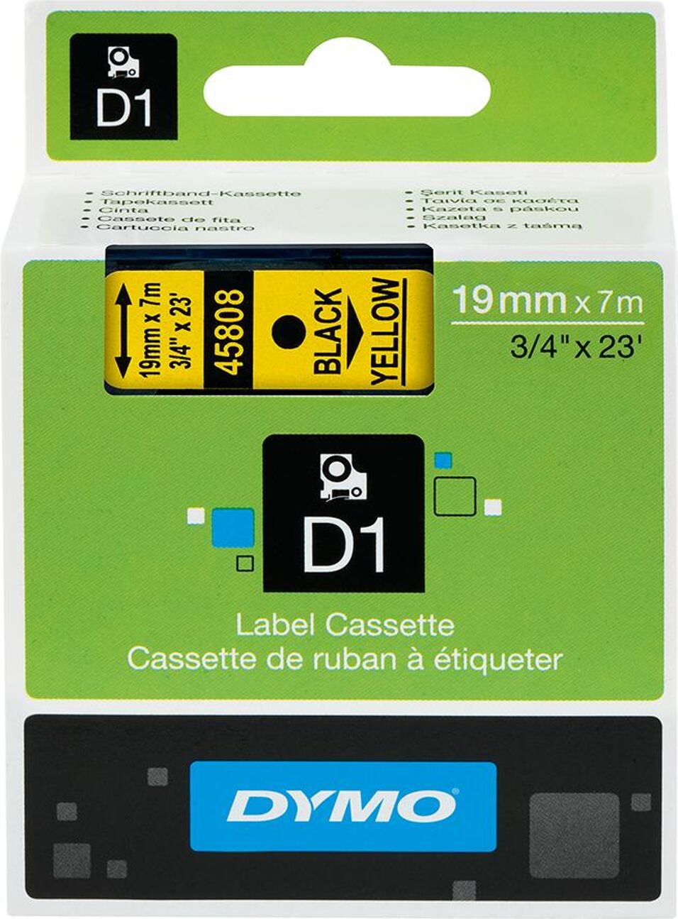 Product afbeelding Dymo Tape D1 45803 zwart op wit 19mm x 7m