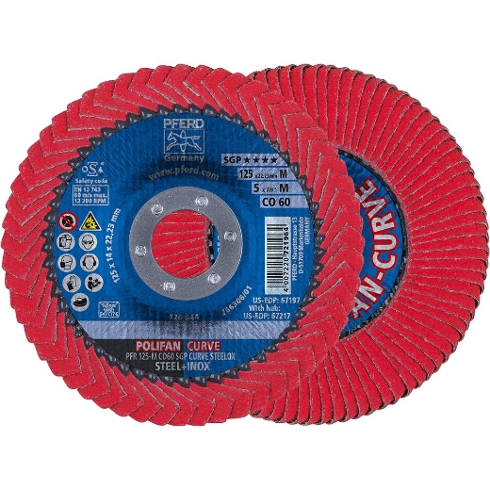 Product afbeelding Pferd POLIFAN-lamellenslijpschijf- PFR 125-M CO 60 SGP CURVE STEELOX