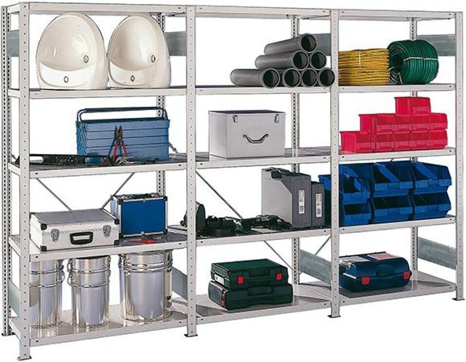 Product afbeelding CLIP inhaakstelling 100 BS 2500 x 1000 x 300 RAL 7035 cpl. met 6 legborden