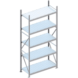 MINI-RACK stelling BS 3000 x 1800 x 650 vzk cpl. met staalpanelen en 5 legborden
