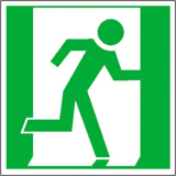 Sticker nooduitgang rechts     150x150mm