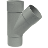 T-stuk 45° PVC-U 80 mm lijmmof x lijmmof x verjonging grijs