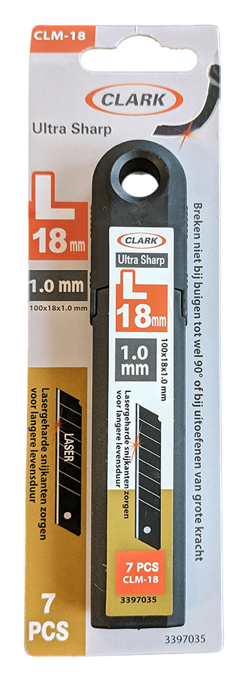 Clark afbreekmesje zwart 18mm a 7 stuks CLM-18