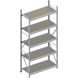 MINI-RACK stelling BS 3000 x 2600 x 1050 vzk cpl. met spaanplaat e n 5 legborden