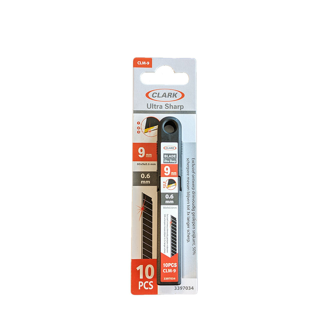 Clark afbreekmesje zwart 9mm a 10 stuks CLM-9