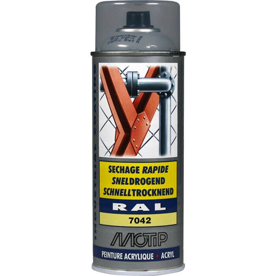 Product afbeelding MoTip Industrial Lak RAL 7042 Hoogglans Verkeers Grijs 400 ml