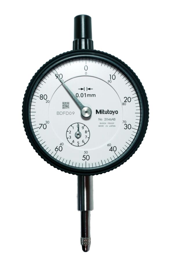 Mitutoyo meetklok 10mm/0,01mm   2046AB, Vlakke achterwand