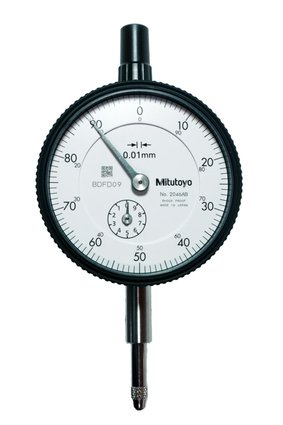 Product afbeelding Mitutoyo meetklok 10,0mm/0,01mm   2046AB, Vlakke achterwand